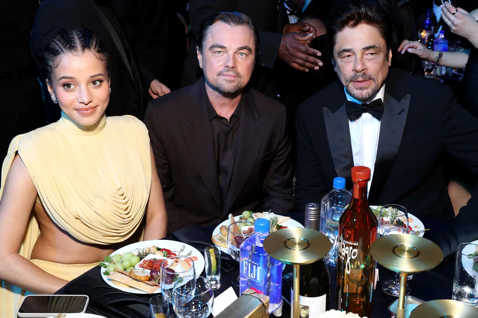 Chase Infiniti, Leonardo DiCaprio, and Benicio del Toro at the Critics Choice Awards.