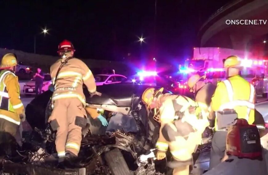 Firefighters Help Driver When Beam Collapses on Car in Ontario