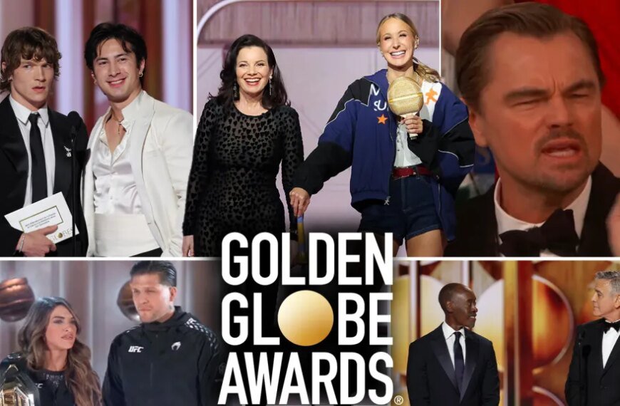 Highlights from the Golden Globes: Nikki Glaser's Take, Leo DiCaprio's Viral Moment, Clooney and Chalamet's Skit, CBS News Humors, UFC Promo Misstep, and More