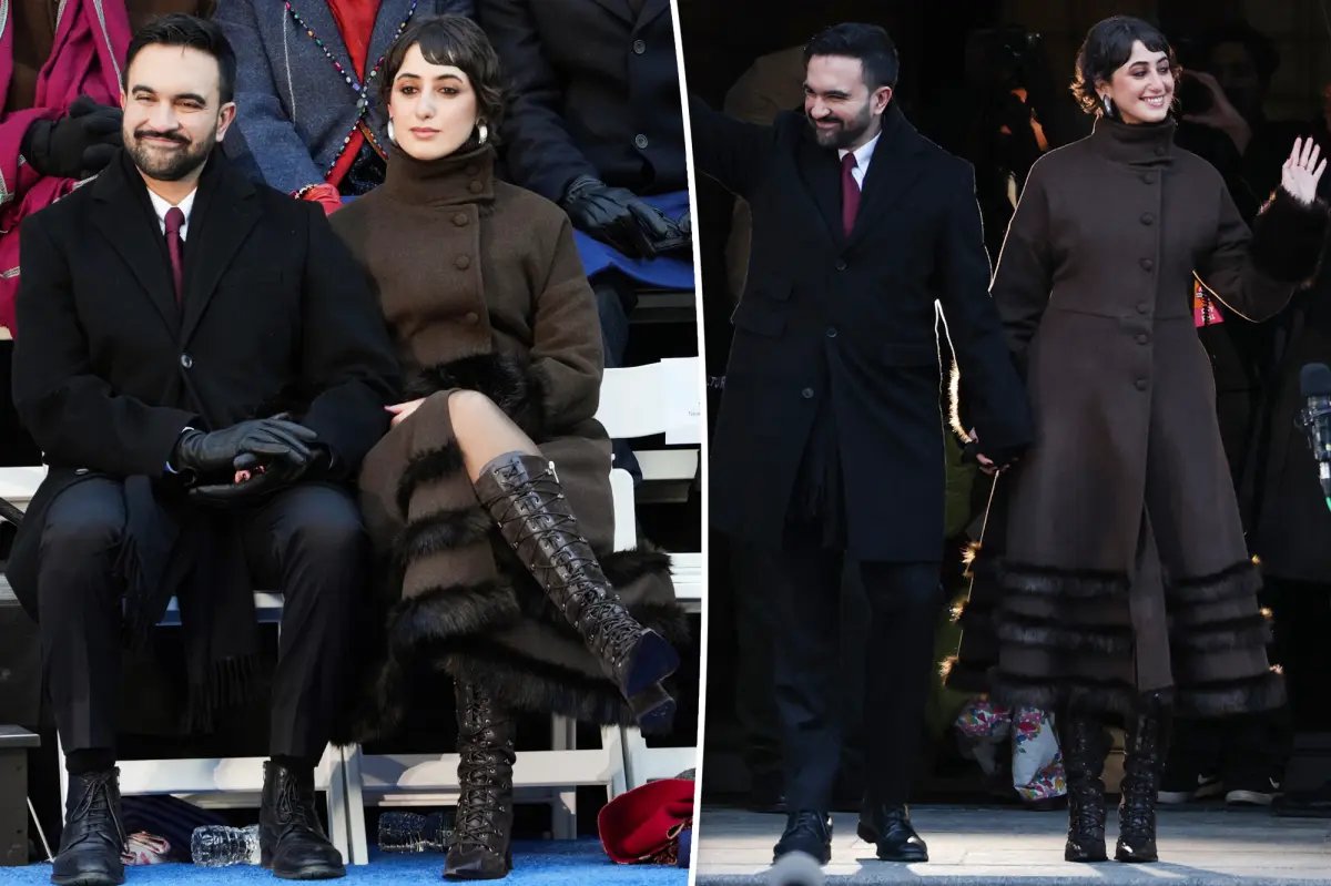 How Rama Duwaji Stays Stylish in a Cozy Fur-Trimmed Coat and Lace-Up Boots at NYC's Inauguration