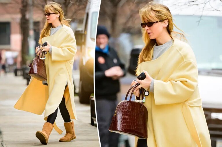 Jennifer Lawrence Styles a $33K Alligator Purse with Cozy Uggs