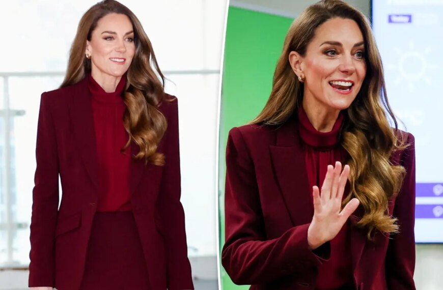 Kate Middleton Looks Stunning in Red During Charing Cross Hospital Visit