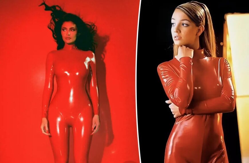 Kylie Jenner Channels Britney Spears with a Bold Red Latex Look for Kylie Cosmetics