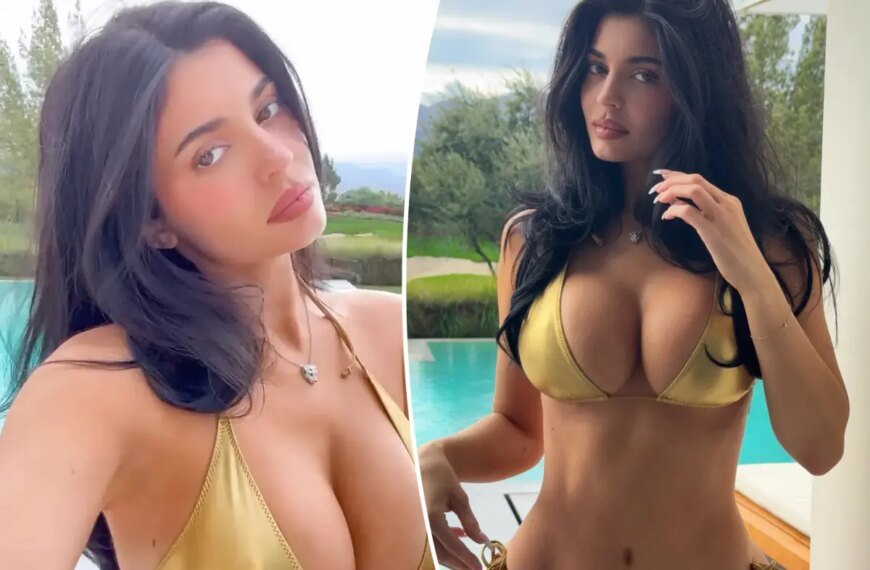 Kylie Jenner Sparkles in a Metallic Bikini and $50K Worth of Cartier Diamonds