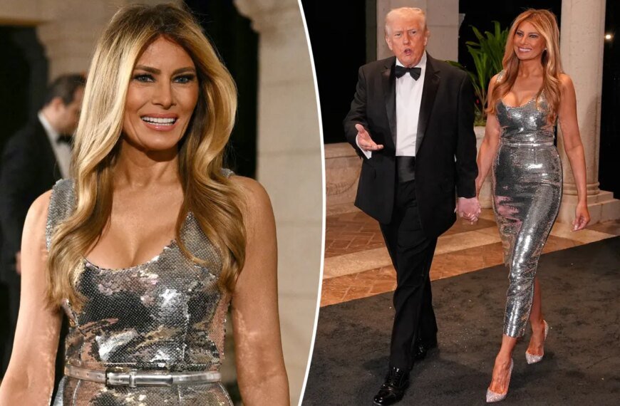 Melania Trump Shines in Silver at Mar-a-Lago's New Year’s Eve Celebration