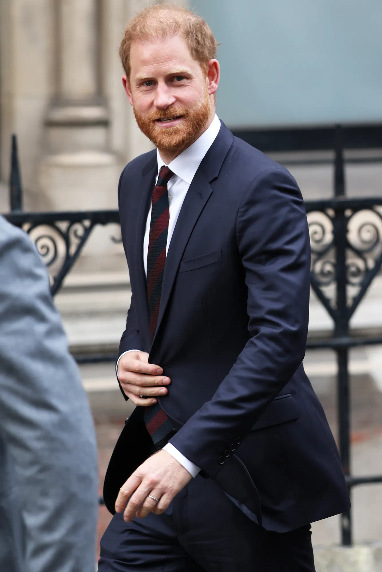 Prince Harry, Duke of Sussex leaves court during a court case against Associated Newspapers