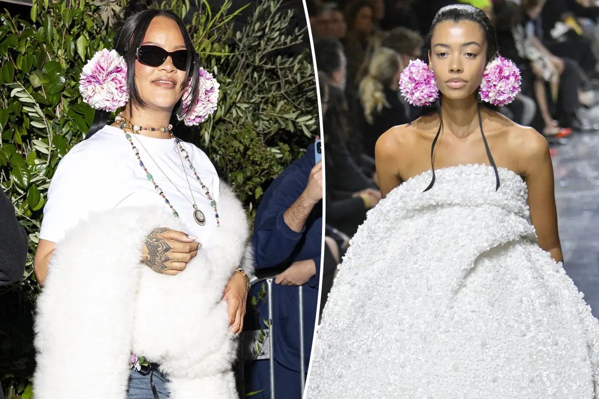 Rihanna Shows Off Dior's Beautiful Flower Headpiece