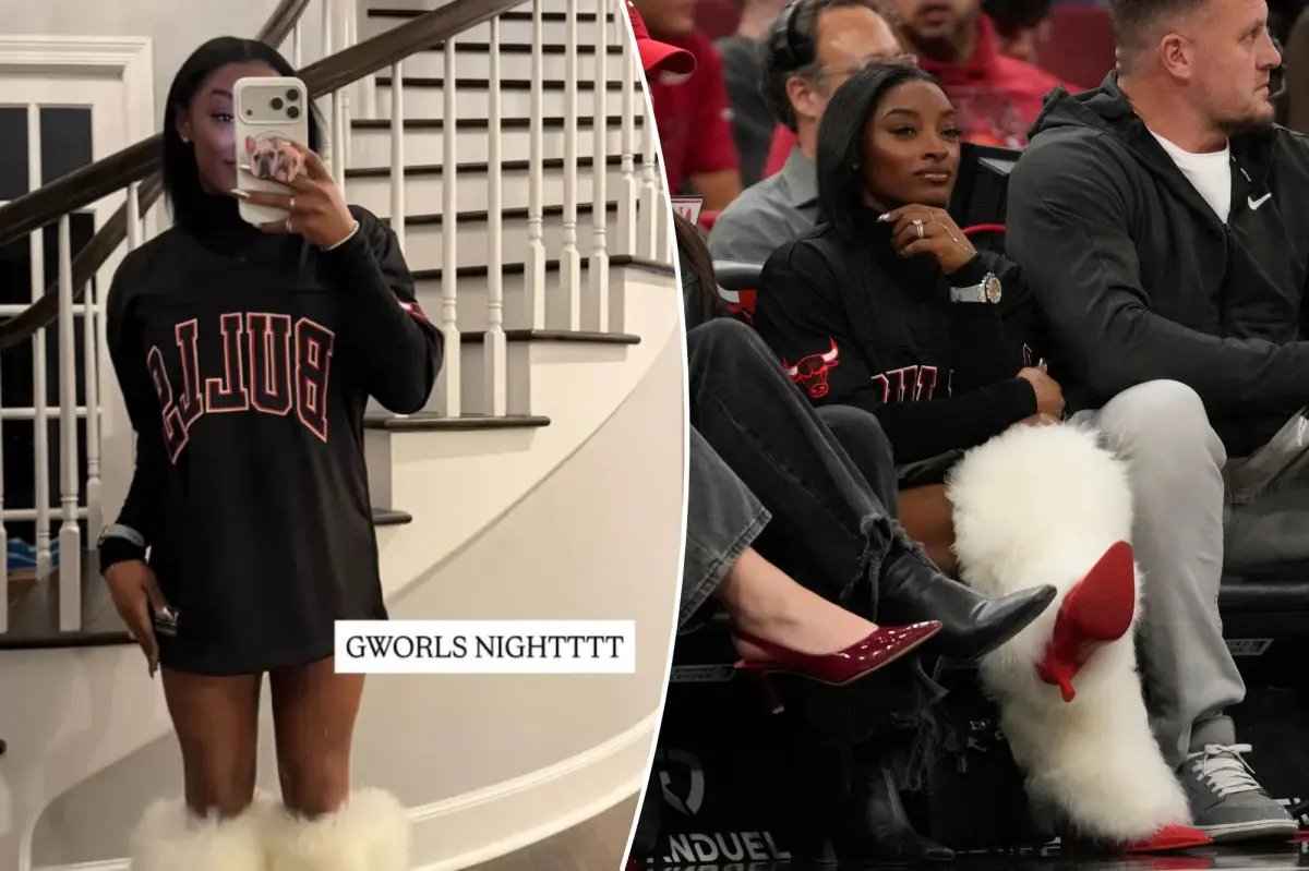 Simone Biles Teams Chic Ugg Heels with a Stylish Hermès Kelly Bag at the Bulls Game