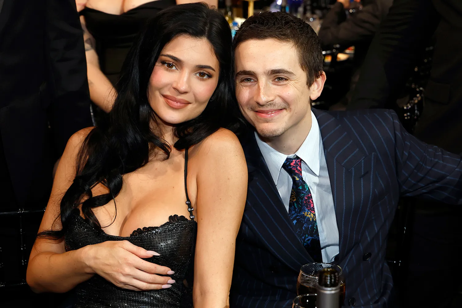 Kylie Jenner and Timothee Chalamet attend the 31st Annual Critics Choice Awards at Barker Hangar on January 04, 2026 in Santa Monica, California.