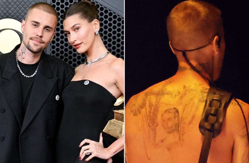 Justin Bieber Shows Off New Back Tattoo at 2026 Grammys, Fans Speculate It’s a Tribute to Hailey