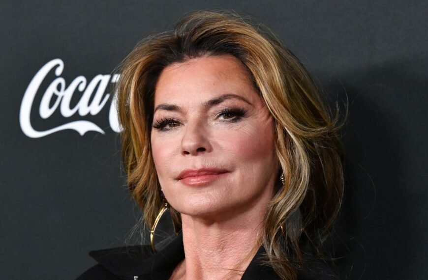Shania Twain Stuns in a Black Bodycon Dress with Chic Slits at the Grammys After-Party