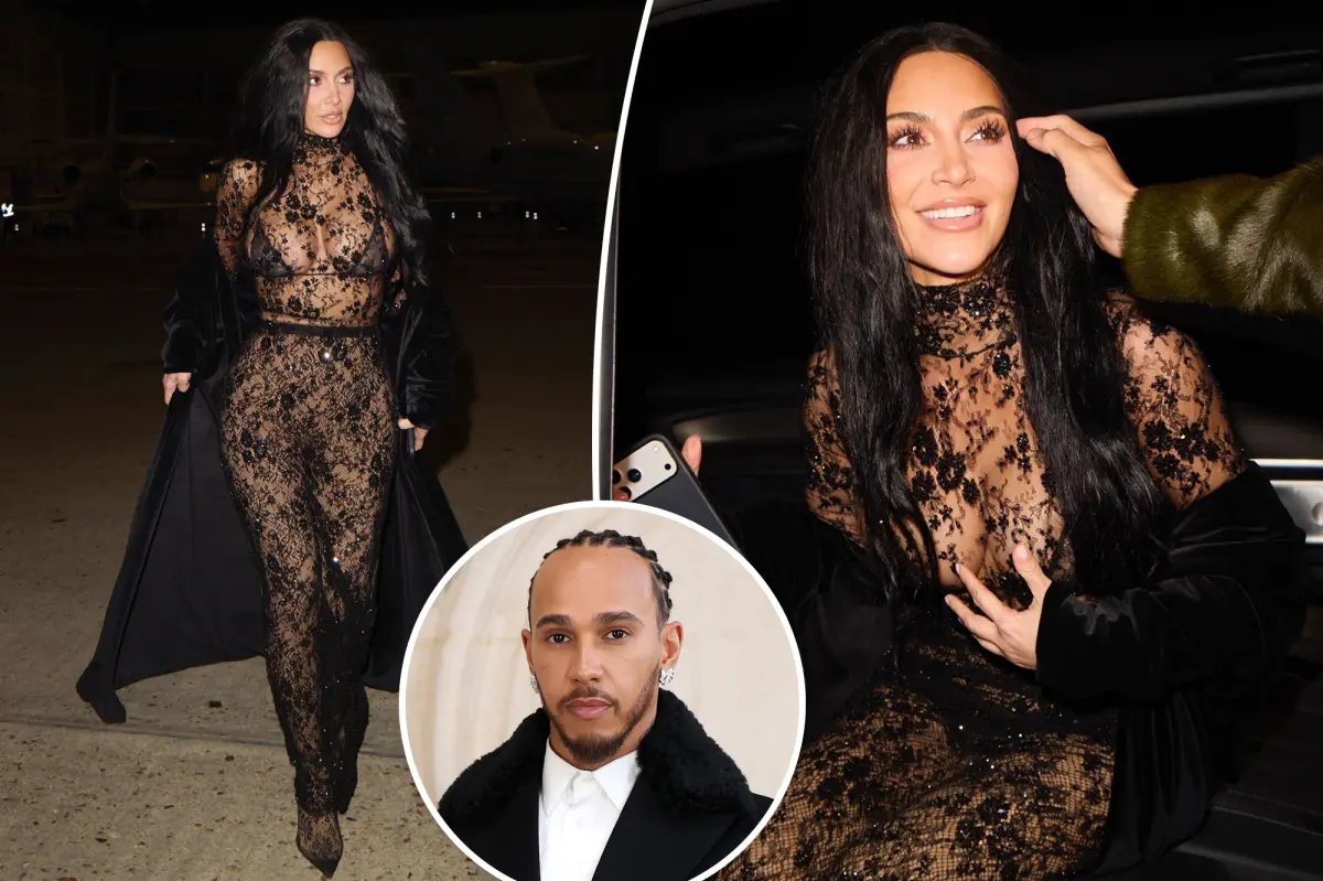 Kim Kardashian Stuns in Sheer Lace Catsuit on a Cozy Date with Lewis Hamilton