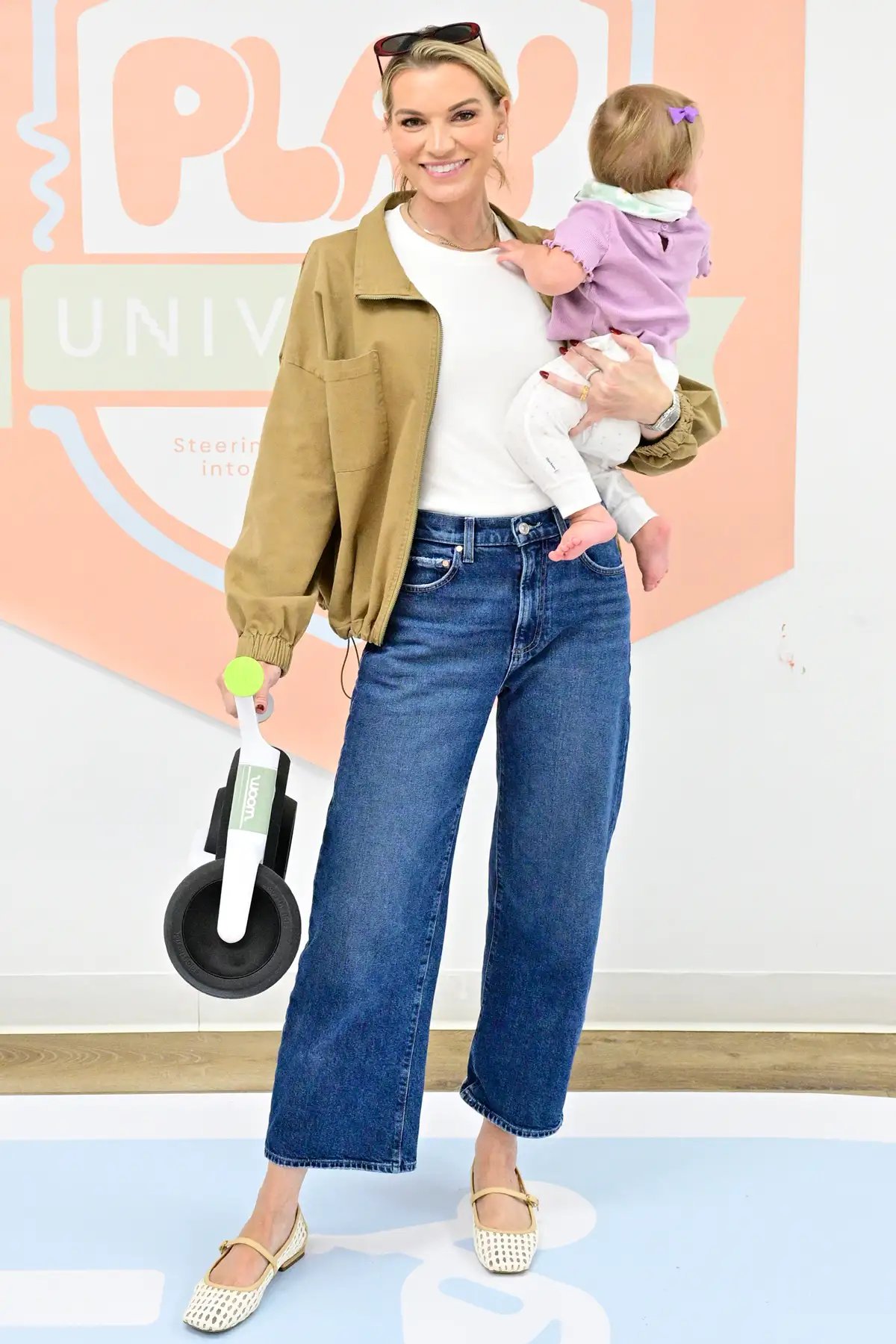 Lindsay Hubbard joins woom Bikes as Lindsay Hubbard and her daughter Gemma celebrate the launch of woom Bikes' WOW, the first self balancing bike for toddlers at Union Square Play on October 04, 2025 in New York City.