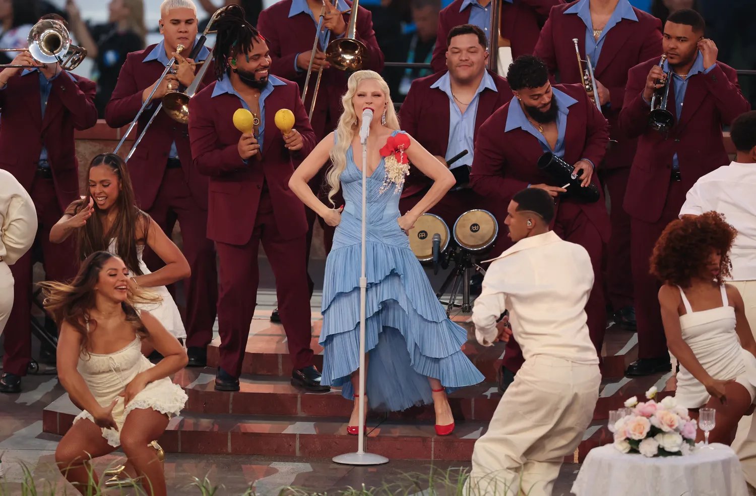 Lady Gaga perform onstage during the Apple Music Super Bowl LX Halftime Show at Levi's Stadium on February 8, 2026.