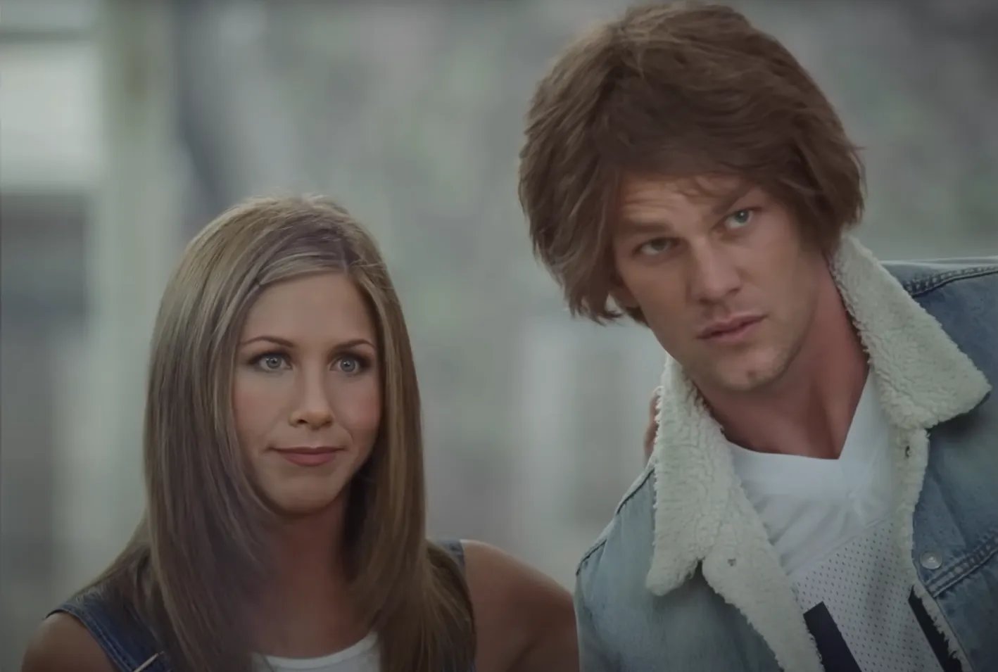 Jennifer Aniston and Tom Brady in Dunkin's Super Bowl 2026 commercial