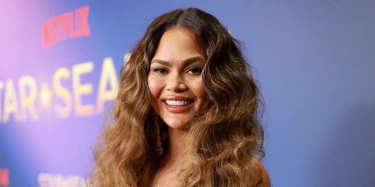 Chrissy Teigen Wears a Stunning Sheer Dress Adorned with Sparkling Rhinestones