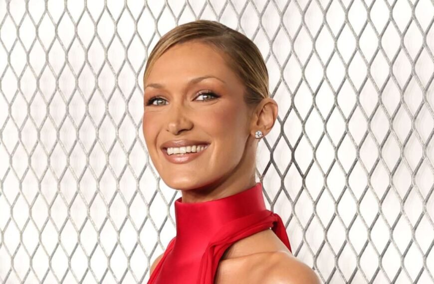 Bella Hadid Rocks a Chic Cowgirl Look with a Bold Red Halter Top