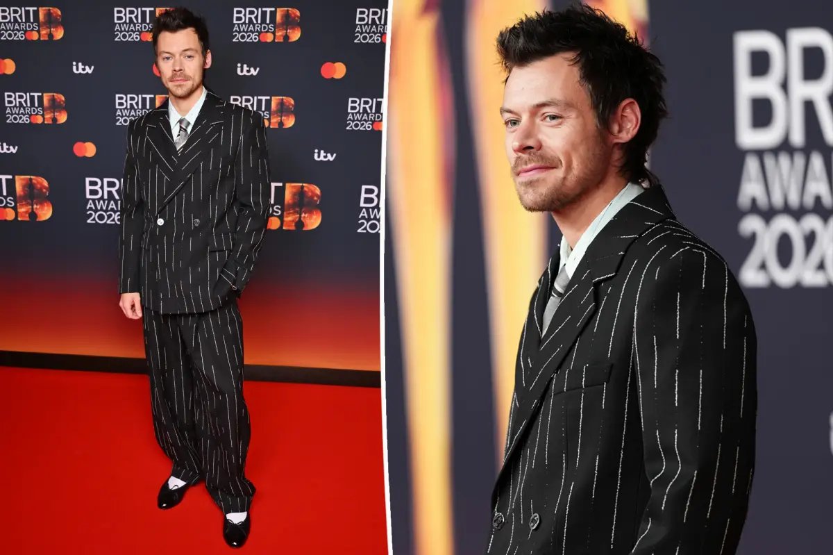 Harry Styles Stuns in a Chic Chanel Pinstriped Suit and Ballet Flats at the 2026 BRIT Awards