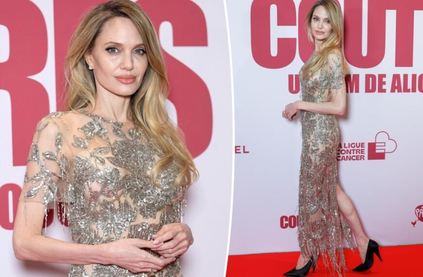 Angelina Jolie Shines in a Stunning Sequined Dress at the 'Couture' Premiere