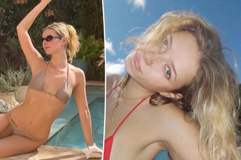 Apple Martin Enjoys a Relaxing Day Poolside in a Beaded Bikini