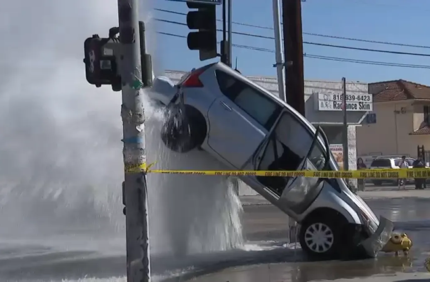 Car Accident in Van Nuys Sends Vehicle Soaring After Hitting Hydrant