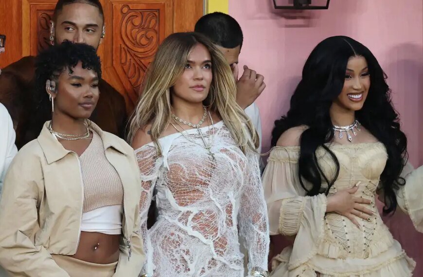 Cardi B Showcases Her Curves in a Chic Nude Mini Dress at the Super Bowl Halftime Show