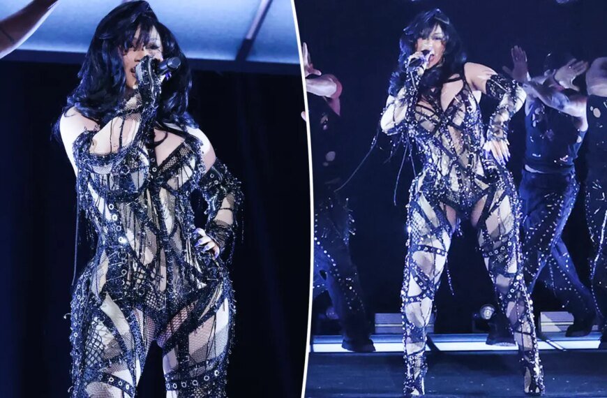 Cardi B Stuns in Sheer and Leather Jumpsuit During 'SNL' Performance