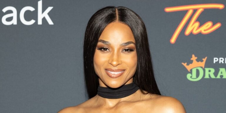 Ciara Styles Ruffled Lace Bloomers and a Chic Shoulder-Baring Top with Stunning 6-Inch Boots