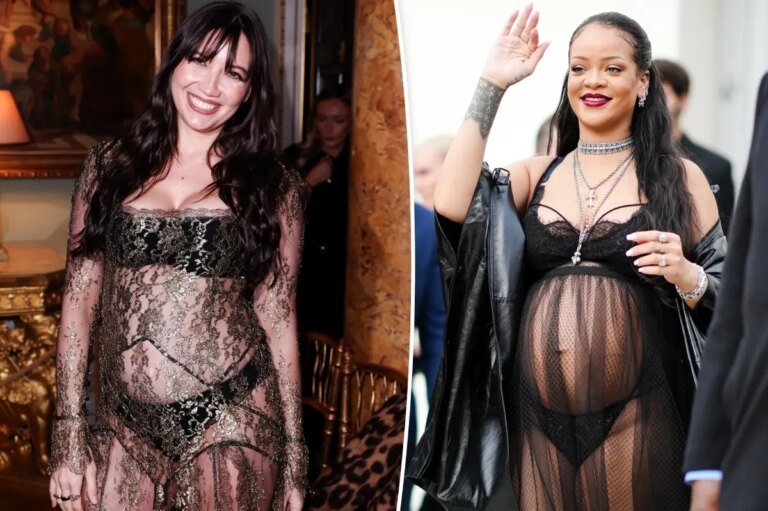 Daisy Lowe Embraces Rihanna's Style with a Chic Sheer Lace Dress During Pregnancy
