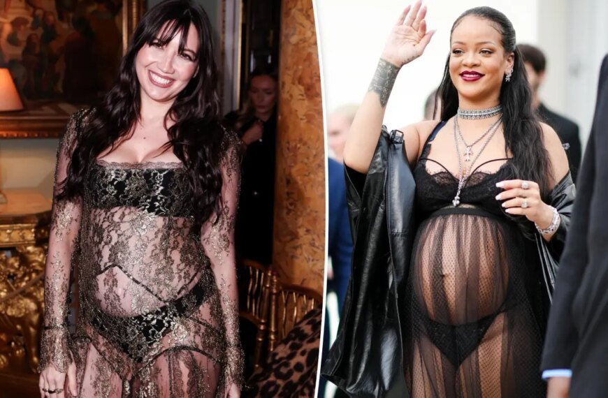 Daisy Lowe Embraces Rihanna's Style with a Chic Sheer Lace Dress During Pregnancy