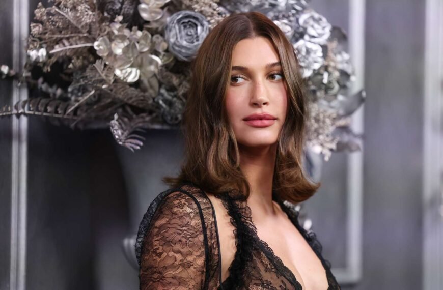 Hailey Bieber Rocks a Daring Sheer Dress with Stunning Lace Lingerie Details