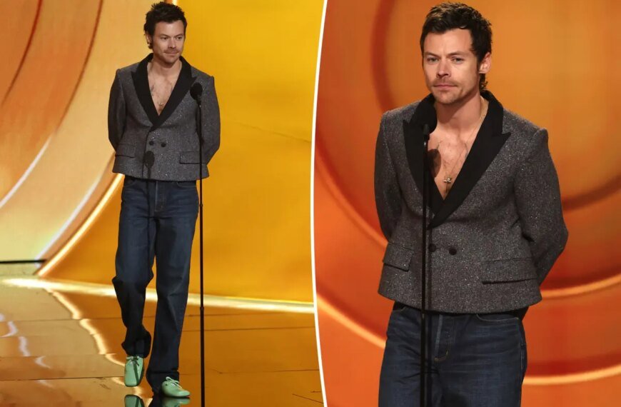 Harry Styles Shines in a Sparkly Jacket and Jeans at the 2026 Grammys