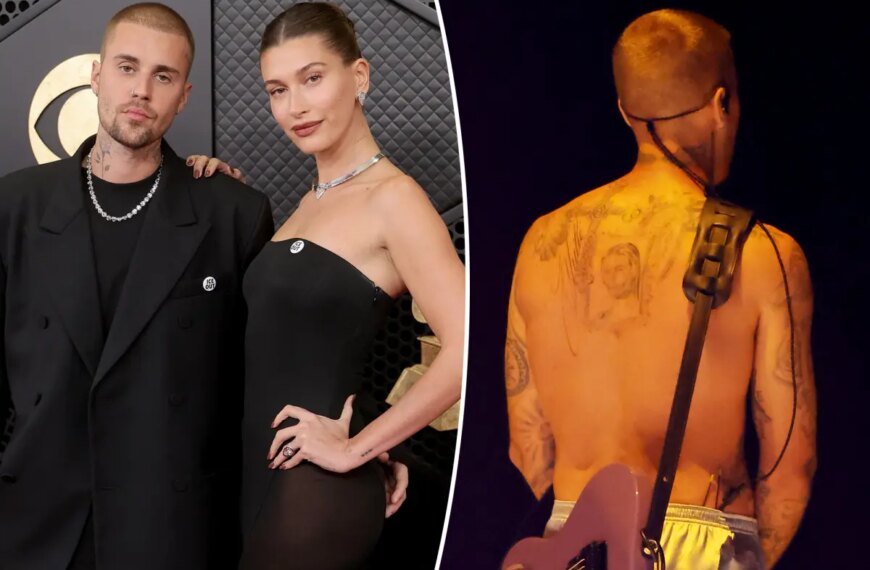 Justin Bieber Shows Off New Back Tattoo at the 2026 Grammys — A Tribute to Hailey