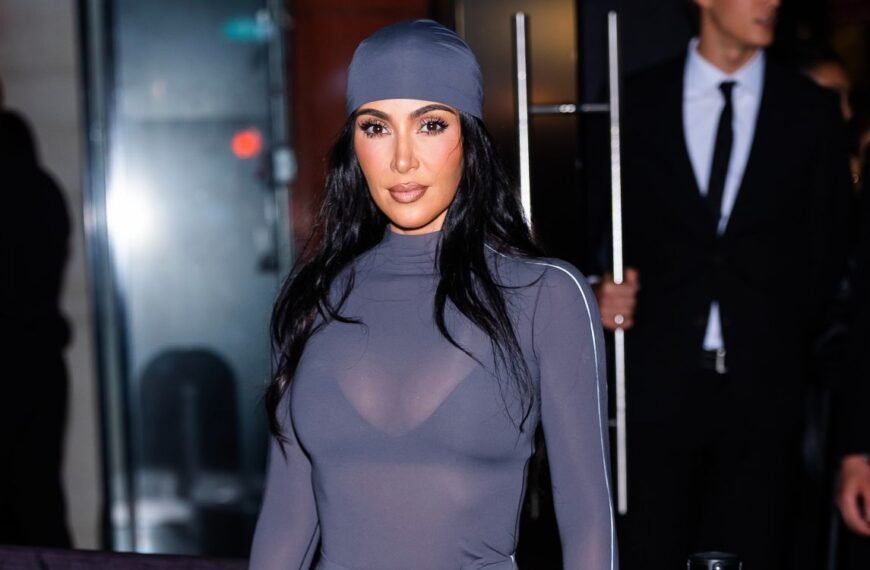 Kim Kardashian Takes the Exposed Bra Trend to the Next Level in a Sheer Top and Innovative Lingerie