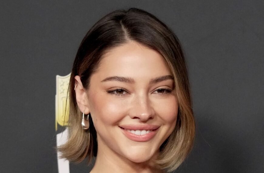 Madelyn Cline Stuns in a Chic Bob and a Beautiful Semi-Sheer Ruched Gown