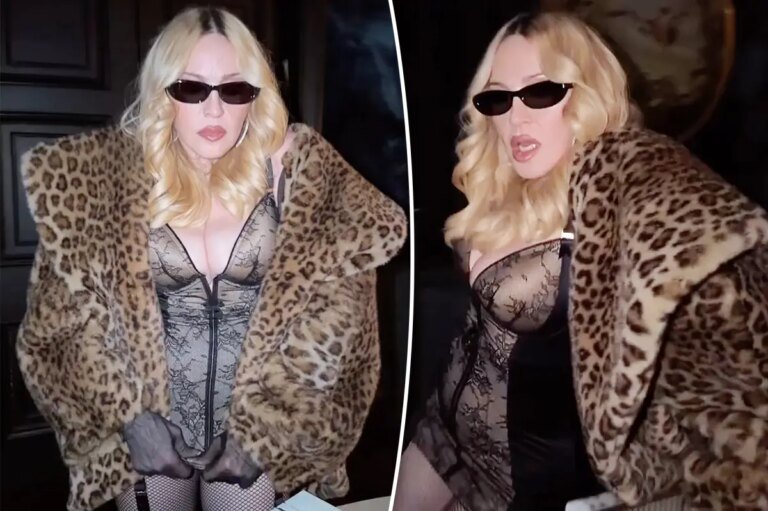 Madonna Dances Elegantly in Lace Lingerie and Leopard Print