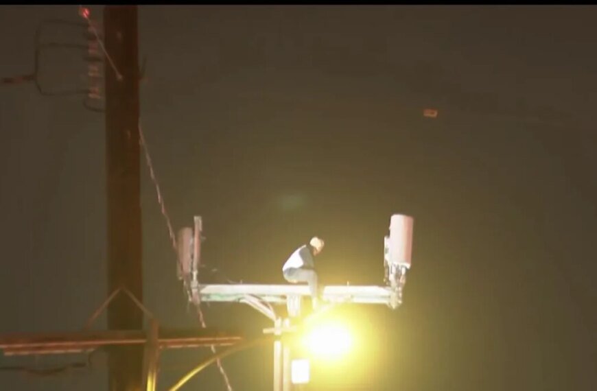 Man Stays Up on Utility Pole in Echo Park for Hours