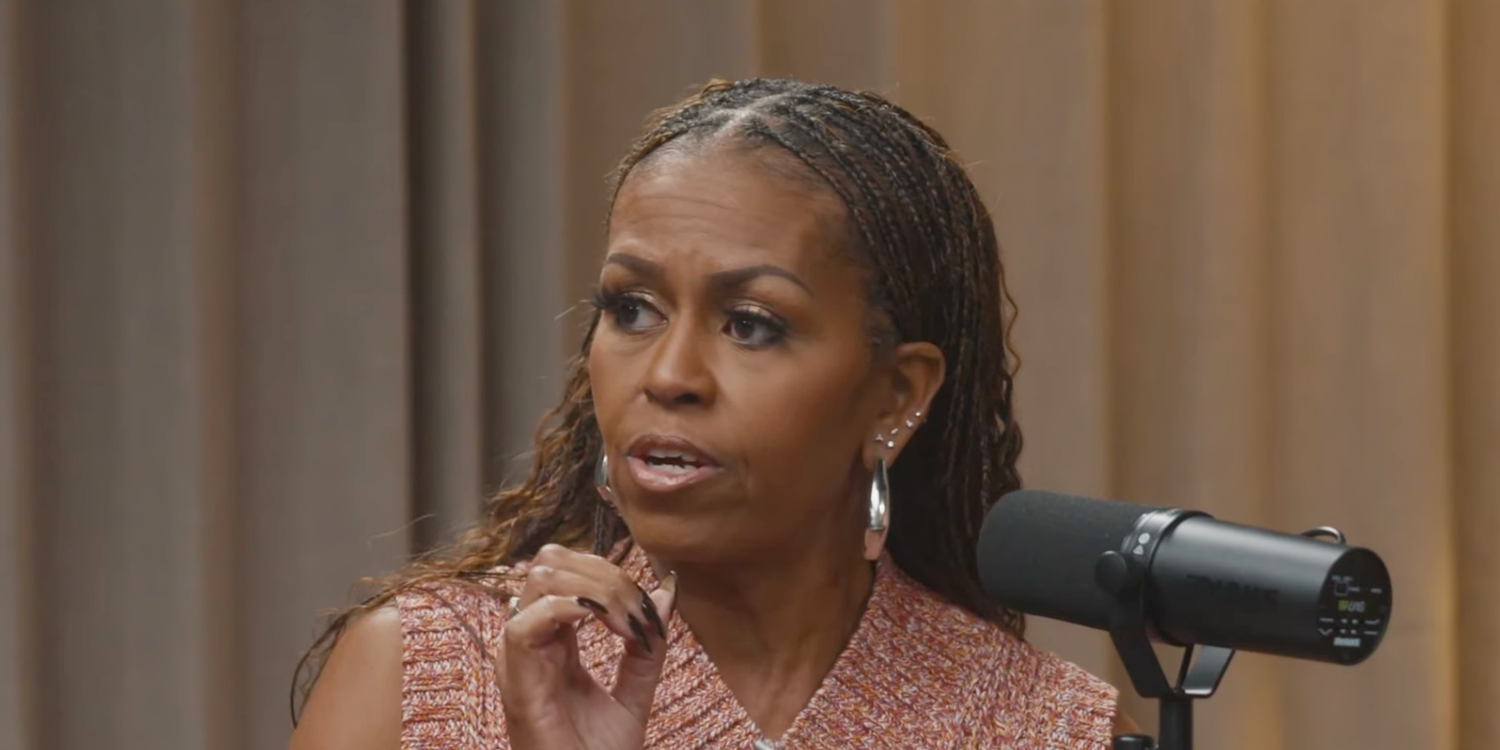 Michelle Obama Stuns in a Chic Cropped Sweater Vest and Statement Hoop Earrings