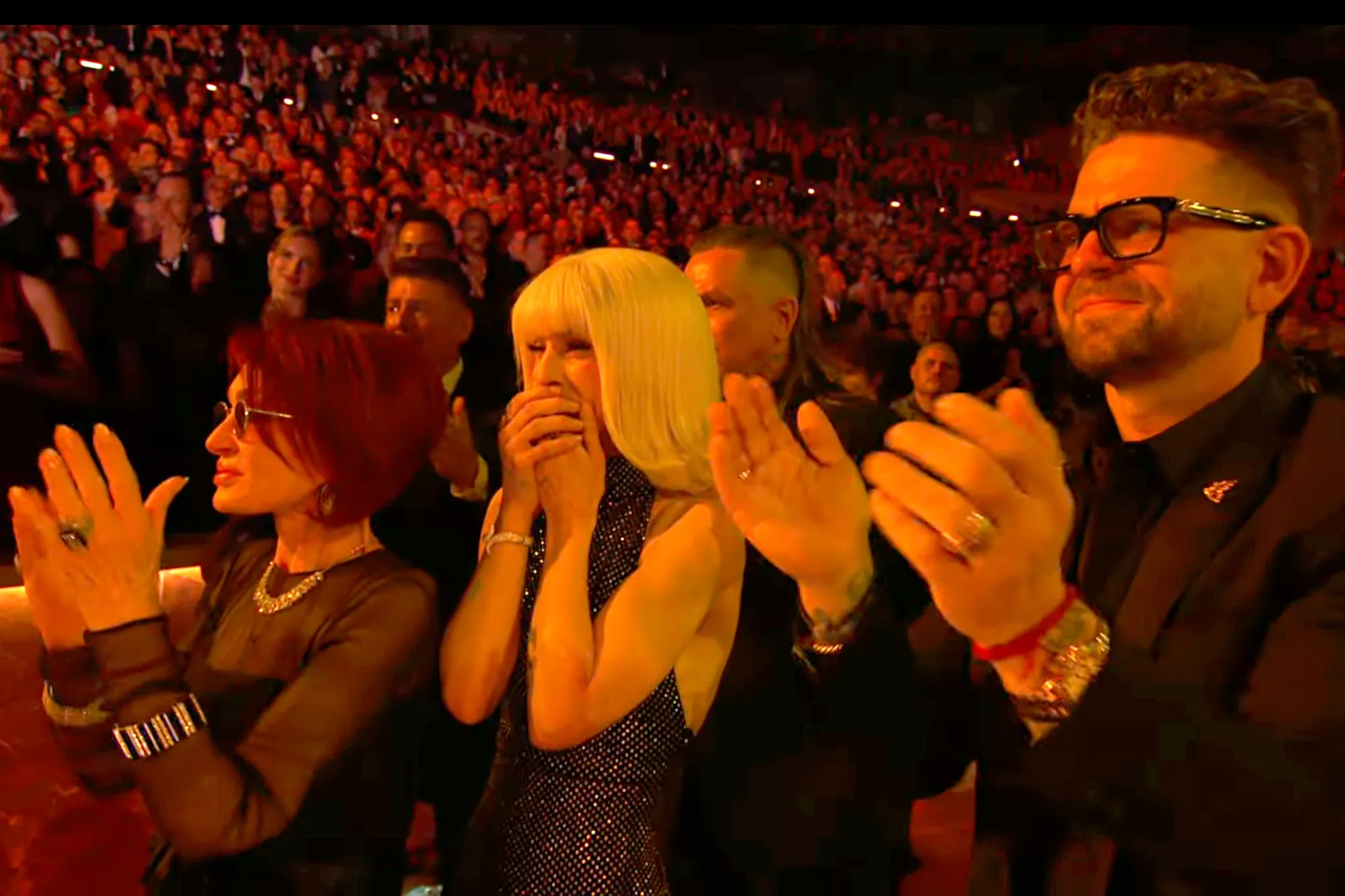 Sharon Osbourne, Kelly Osbourne and Jack Osbourne at the 2026 Grammys on 2/1/26