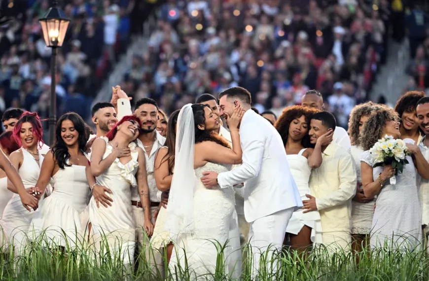 The Story Behind the Super Bowl Bride's Wedding Dress