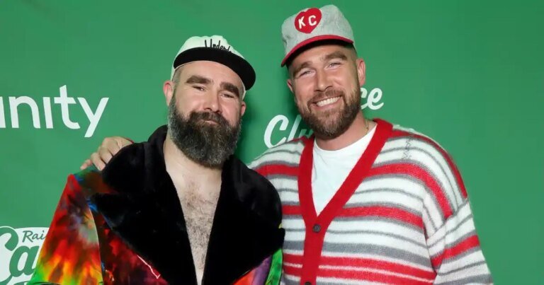 Travis and Jason Kelce Bring Fun Vibes to the 'New Heights' Party with Their Colorful Outfits