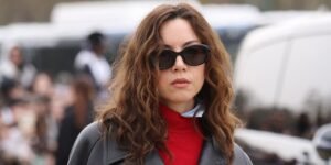 Aubrey Plaza Rocks a Bold Look in a Leather Jacket Without Pants at Paris Fashion Week