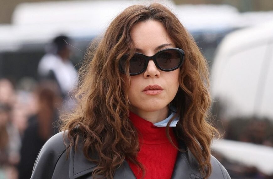 Aubrey Plaza Rocks a Bold Look in a Leather Jacket Without Pants at Paris Fashion Week