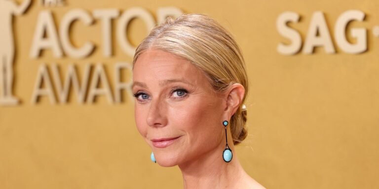 Gwyneth Paltrow Styles a Bold Blazer with a Chic Pencil Skirt and High Slit