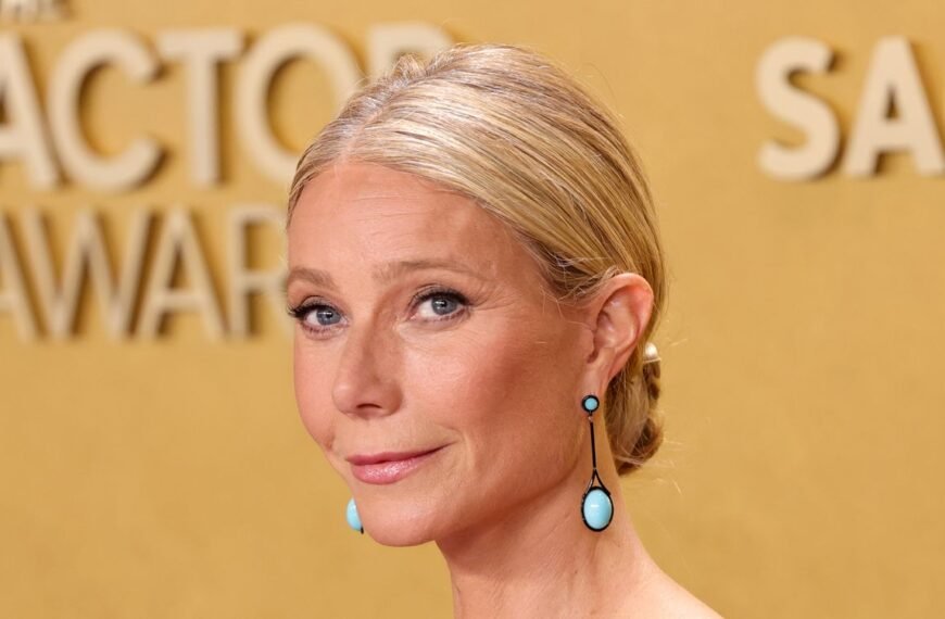 Gwyneth Paltrow Styles a Bold Blazer with a Chic Pencil Skirt and High Slit