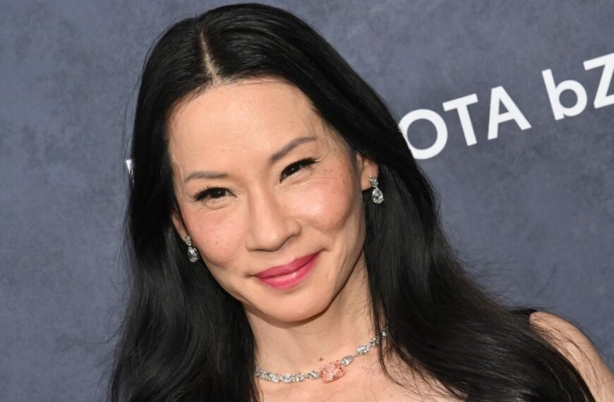 Lucy Liu Stuns in a Chic Velvet Little Black Dress Adorned with Sparkling Crystals