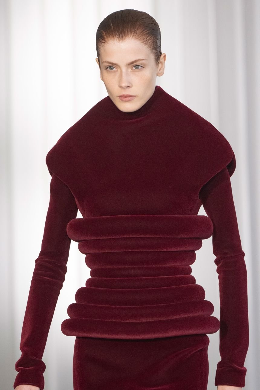 A Jean Paul Gaultier look by Duran Lantink, who is a millennial but whose designs capture the provocative essence of the brand's eponymous founder.