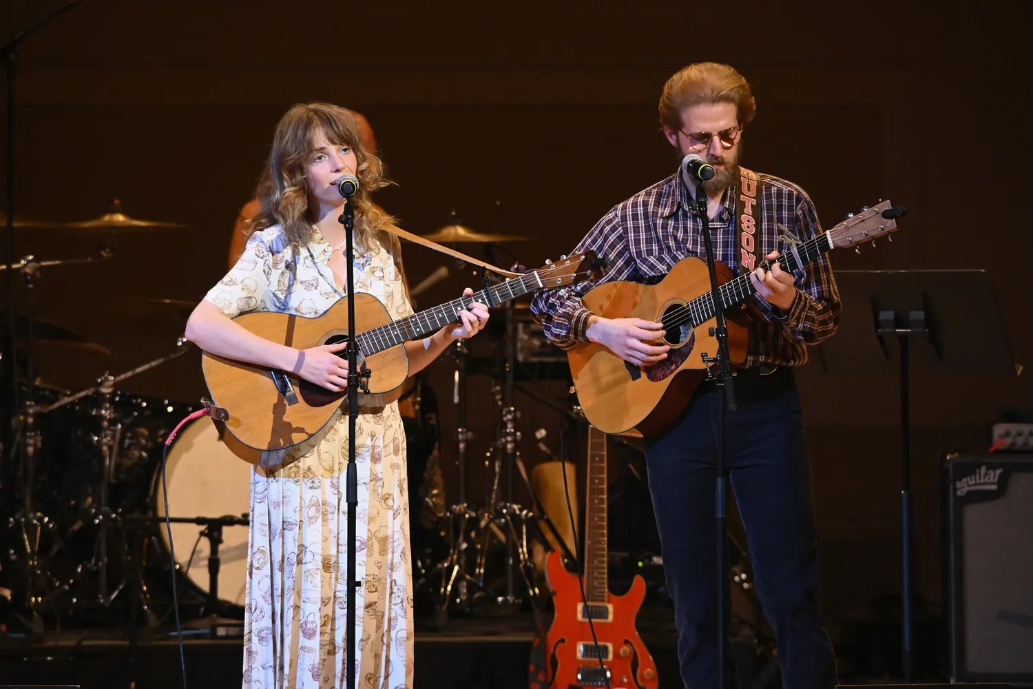 Maya Hawke and Christian Lee Hutson singing