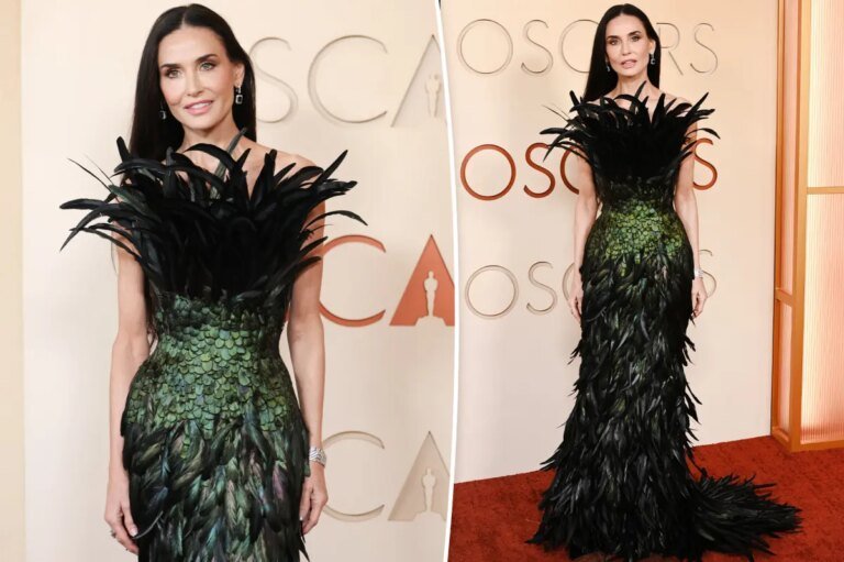 Demi Moore Stuns in Feathered Fashion at the Oscars