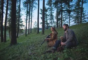TRAIN DREAMS, from left: Kerry Condon, Joel Edgerton, 2025.